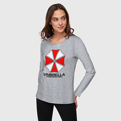 Лонгслив хлопковый женский UMBRELLA CORP, цвет: меланж — фото 2
