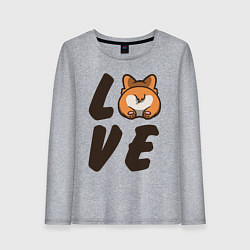 Лонгслив хлопковый женский Love Corgi, цвет: меланж