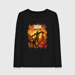 Лонгслив хлопковый женский DOOM, цвет: черный