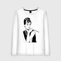 Лонгслив хлопковый женский Одри Хепбернхлопок, цвет: белый