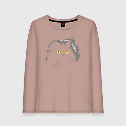 Лонгслив хлопковый женский Грозовой, кошак пушистый, цвет: пыльно-розовый