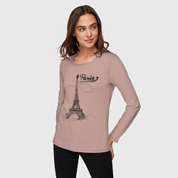 Лонгслив хлопковый женский Париж, цвет: пыльно-розовый — фото 2