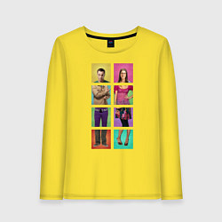 Лонгслив хлопковый женский Big Bang Theory collage, цвет: желтый