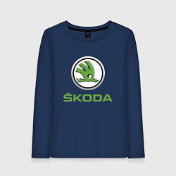 Лонгслив хлопковый женский Skoda, цвет: тёмно-синий