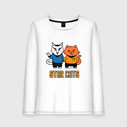 Лонгслив хлопковый женский Star Cats, цвет: белый