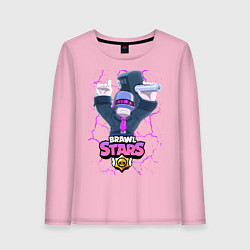 Лонгслив хлопковый женский BRAWL STARS DJ FRANK, цвет: светло-розовый