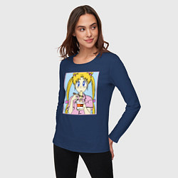 Лонгслив хлопковый женский Sailor Moon Usagi Tsukino, цвет: тёмно-синий — фото 2