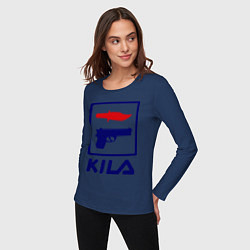 Лонгслив хлопковый женский Kila Fila, цвет: тёмно-синий — фото 2