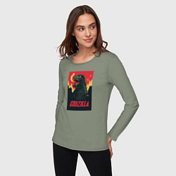Лонгслив хлопковый женский Godzilla, цвет: авокадо — фото 2