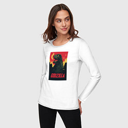 Лонгслив хлопковый женский Godzilla, цвет: белый — фото 2