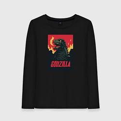 Лонгслив хлопковый женский Godzilla, цвет: черный