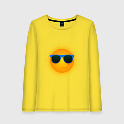 Лонгслив хлопковый женский Солнышко в очках, цвет: желтый