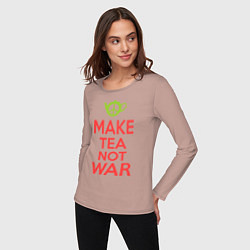 Лонгслив хлопковый женский Make tea not war, цвет: пыльно-розовый — фото 2