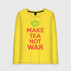 Лонгслив хлопковый женский Make tea not war, цвет: желтый