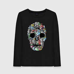 Лонгслив хлопковый женский Tosh Cool skull, цвет: черный