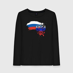 Лонгслив хлопковый женский Герб, цвет: черный