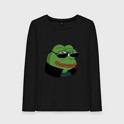 Лонгслив хлопковый женский Pepe в очках EZ, цвет: черный