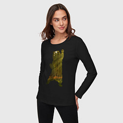 Лонгслив хлопковый женский Wild bear, цвет: черный — фото 2