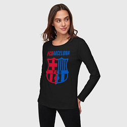 Лонгслив хлопковый женский Barcelona FC, цвет: черный — фото 2