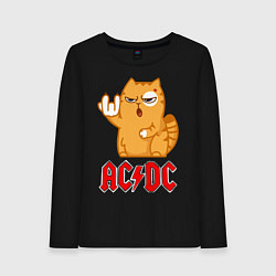 Лонгслив хлопковый женский ACDC rock cat, цвет: черный