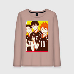 Лонгслив хлопковый женский Haikyuu Haikyu Haikuu, цвет: пыльно-розовый