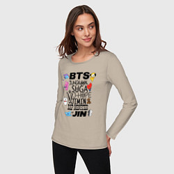 Лонгслив хлопковый женский BTS BT21, цвет: миндальный — фото 2