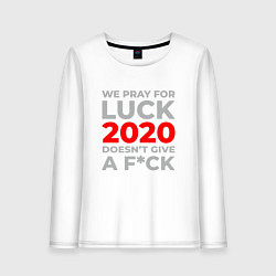 Лонгслив хлопковый женский 2020 Pray For Luck, цвет: белый