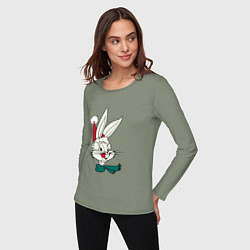 Лонгслив хлопковый женский Bugs Bunny, цвет: авокадо — фото 2