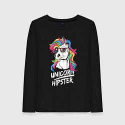 Лонгслив хлопковый женский Unicorn hipster, цвет: черный