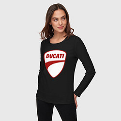 Лонгслив хлопковый женский Ducati Logo Дукати Лого Z, цвет: черный — фото 2