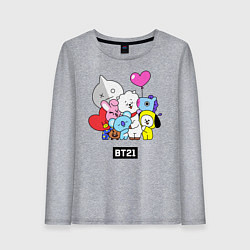 Лонгслив хлопковый женский BT21, цвет: меланж