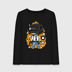 Лонгслив хлопковый женский PUBG, цвет: черный