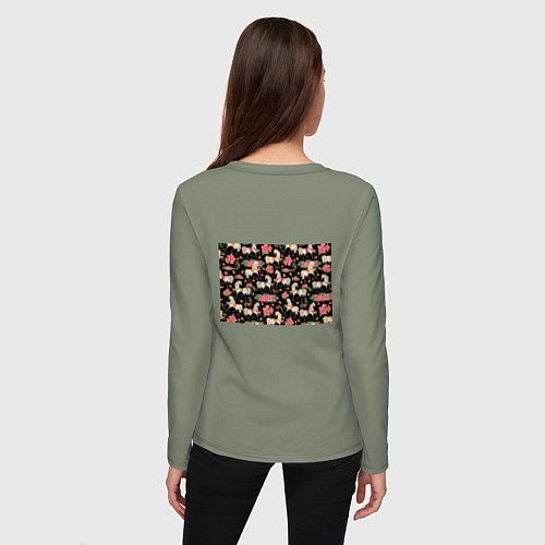 Женский лонгслив Лошади и цветы / Авокадо – фото 4
