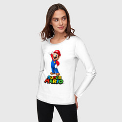 Лонгслив хлопковый женский Super Mario, цвет: белый — фото 2