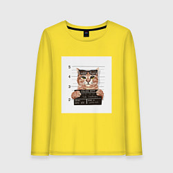 Лонгслив хлопковый женский Арестованный кот, цвет: желтый