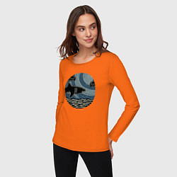 Лонгслив хлопковый женский Акула, цвет: оранжевый — фото 2