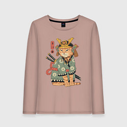 Женский лонгслив Кот Самурай