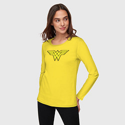 Лонгслив хлопковый женский Wonder Woman 8 bit, цвет: желтый — фото 2
