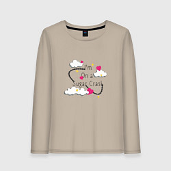 Лонгслив хлопковый женский Im On A Sugar Crash, цвет: миндальный