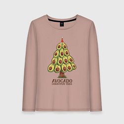 Лонгслив хлопковый женский Avocado Christmas Tree, цвет: пыльно-розовый