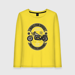 Лонгслив хлопковый женский Мотоциклетное приключение, цвет: желтый