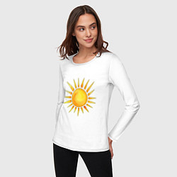 Лонгслив хлопковый женский Солнце рисунок, цвет: белый — фото 2
