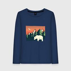 Женский лонгслив Белый медведь пейзаж с горами
