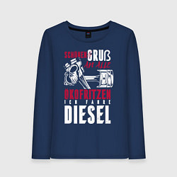 Лонгслив хлопковый женский Дизель, цвет: тёмно-синий