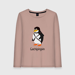 Лонгслив хлопковый женский Gachipingvin Гачипингвин, цвет: пыльно-розовый