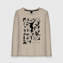 Женский лонгслив Трюковый самокат все звезды