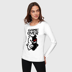 Лонгслив хлопковый женский MONOKUMA GAME OVER, цвет: белый — фото 2