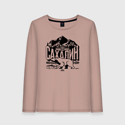 Лонгслив хлопковый женский Остров Сахалин, цвет: пыльно-розовый