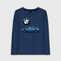 Лонгслив хлопковый женский BMW X6, цвет: тёмно-синий
