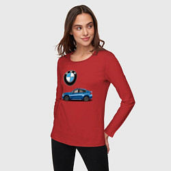 Лонгслив хлопковый женский BMW X6, цвет: красный — фото 2